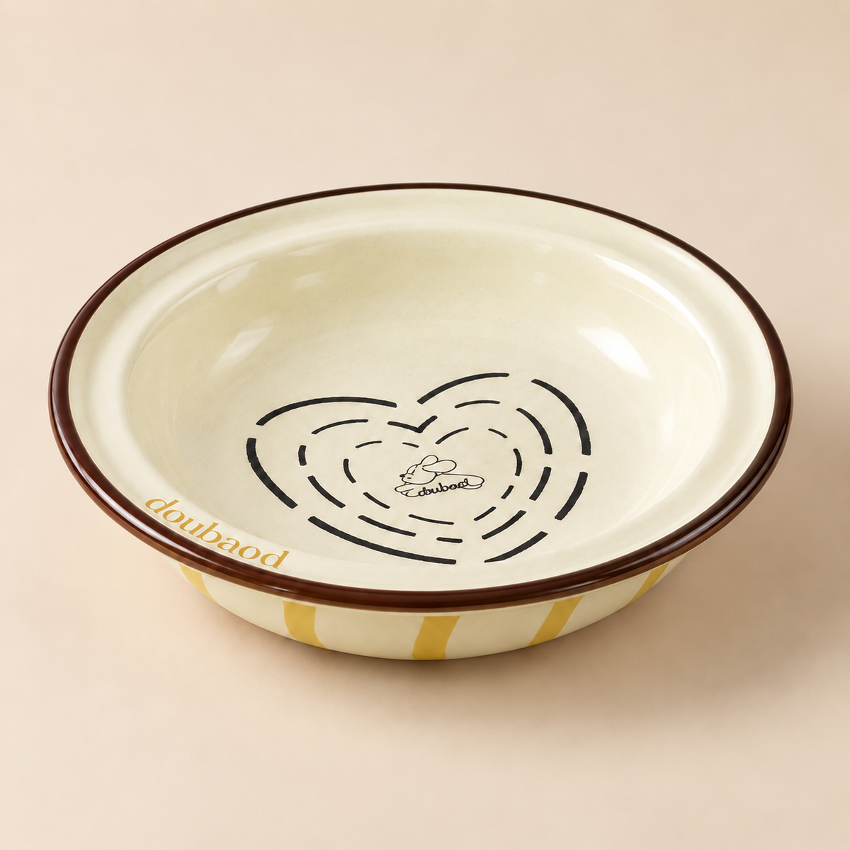 Cream MeAura raised feeding stand with a circular bowl opening