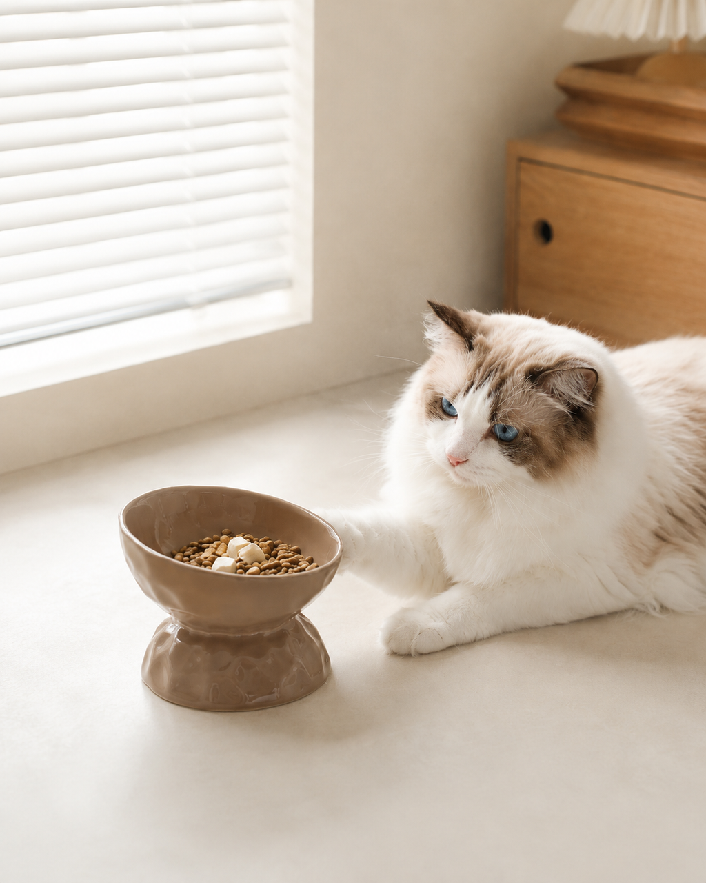  elevated ceramic pet bowl in modern house