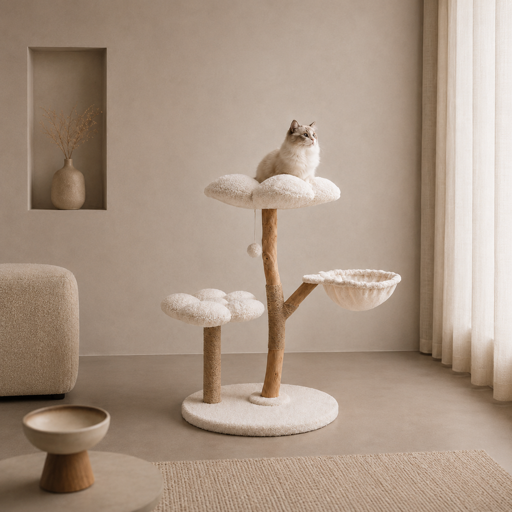 Bloom Series Cat Tree | Solid Timber · 86cm