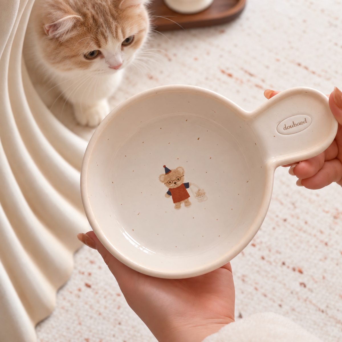 Teddy Handle Cat Bowl