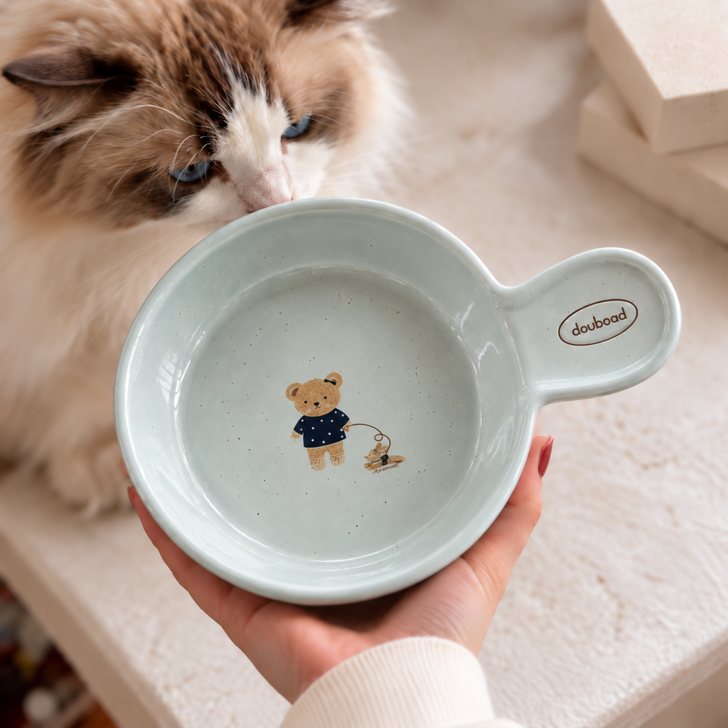 Teddy Handle Cat Bowl