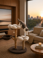 Bloom Series Cat Tree | Solid Timber · 86cm — Mocha