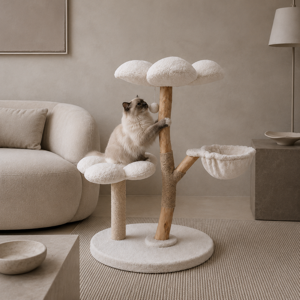 Bloom Series Cat Tree | Solid Timber · 86cm