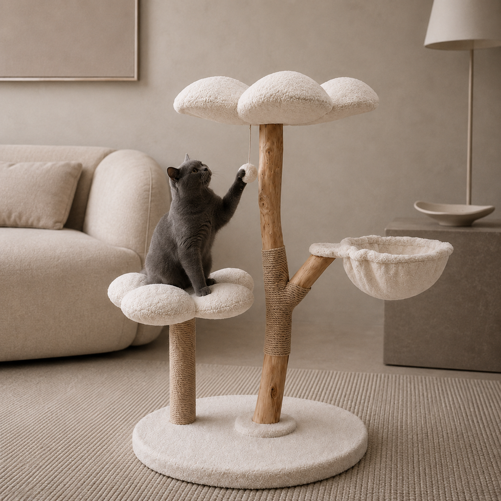 Bloom Series Cat Tree | Solid Timber · 86cm