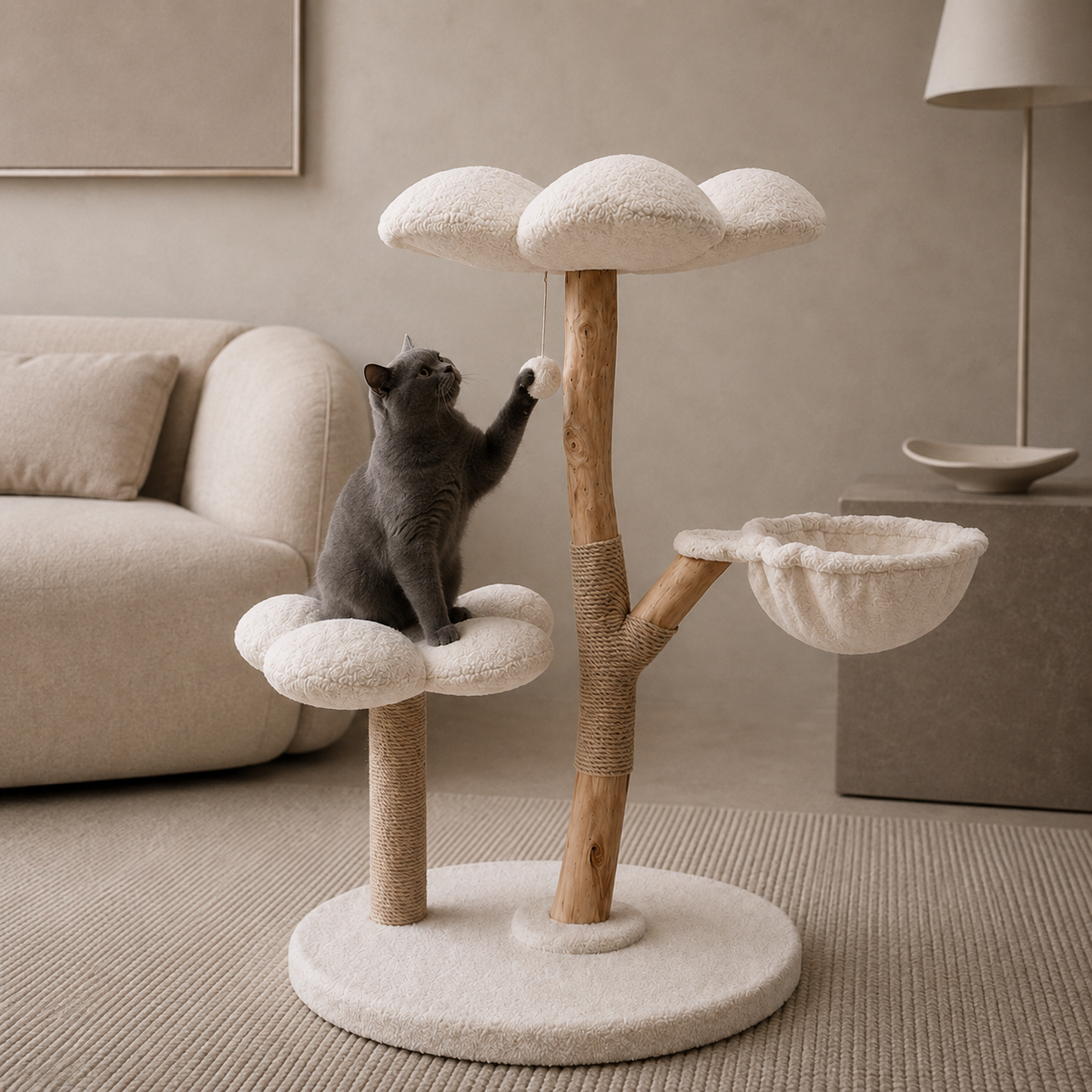 Bloom Series Cat Tree | Solid Timber · 86cm