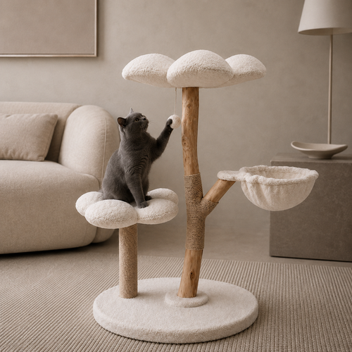 Bloom Series Cat Tree | Solid Timber · 86cm