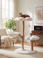 Bloom Series Cat Tree | Solid Timber · 86cm — Cream