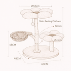 Bloom Series Cat Tree | Solid Timber · 86cm — Mocha